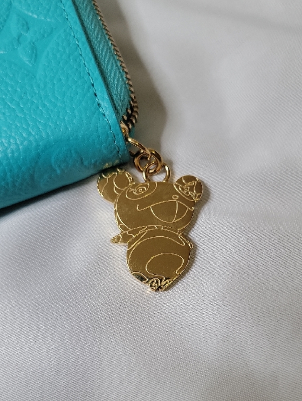 Louis Vuitton X TM Turquoise Embossed Monogram Zip Wallet - Picture 2 of 5
